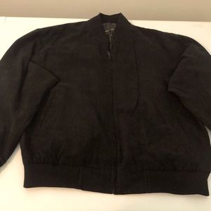 Direction Black Suede Bomber Jacket Size Medium